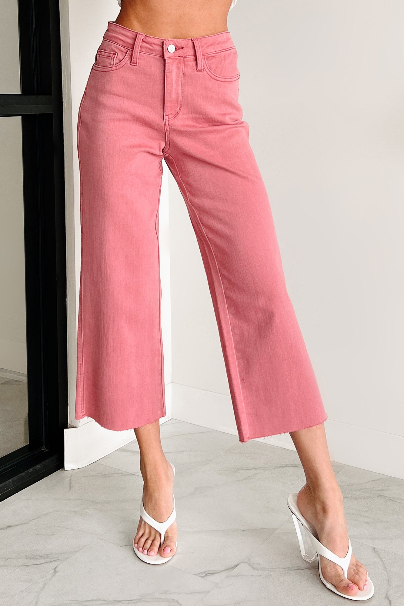 Victoria Crop Wide Leg Judy Blue Jeans (Rose) - NanaMacs