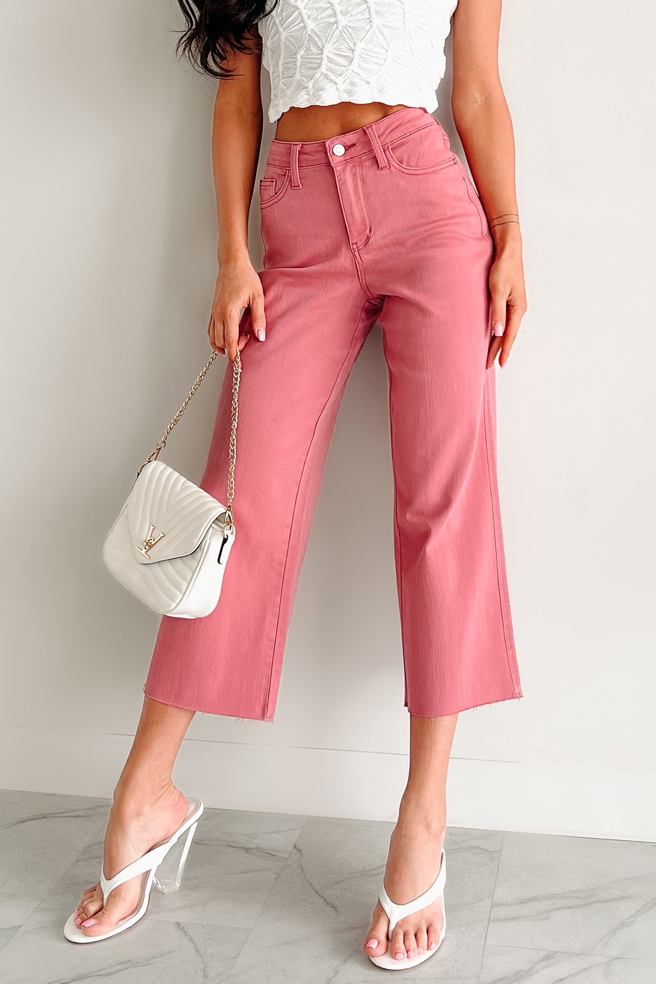 Victoria Crop Wide Leg Judy Blue Jeans (Rose) - NanaMacs