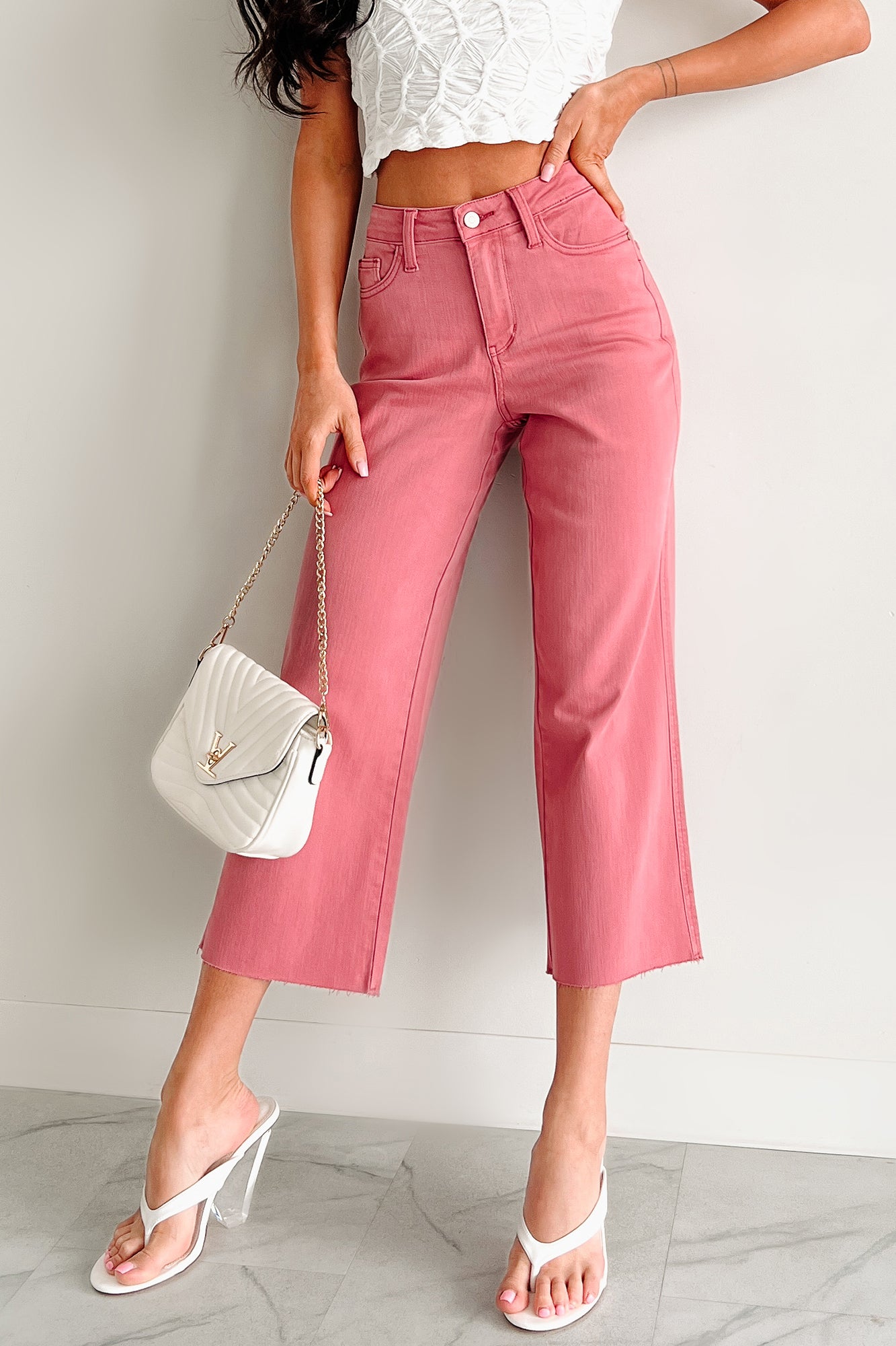 Victoria Crop Wide Leg Judy Blue Jeans (Rose) - NanaMacs