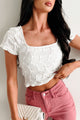 A Little Birdie Told Me Textured Square Neck Top (White) - NanaMacs