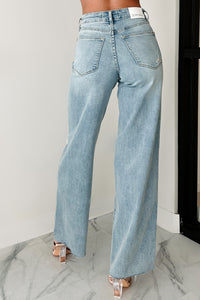 Romero Mid Rise Ripped Judy Blue Wide Leg Jeans (Light) - NanaMacs