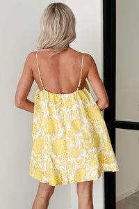 Sweet Surrender Floral Babydoll Mini Dress (Yellow)