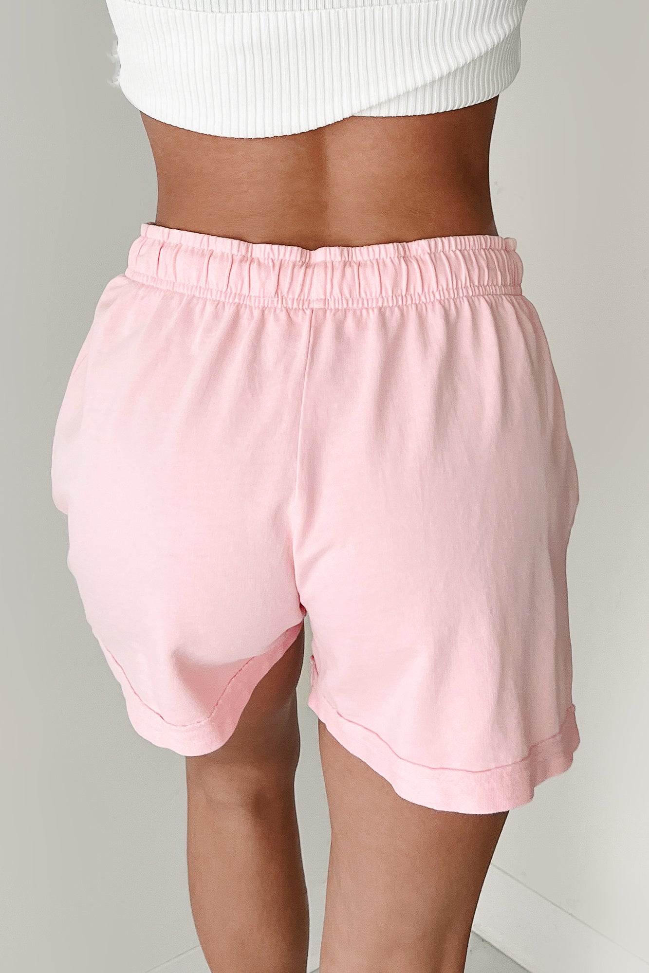 Straightforward Style Cuffed Lounge Shorts (Pink)