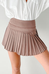 Play Like A Pro High Rise Pleated Tennis Skirt (Taupe) - NanaMacs