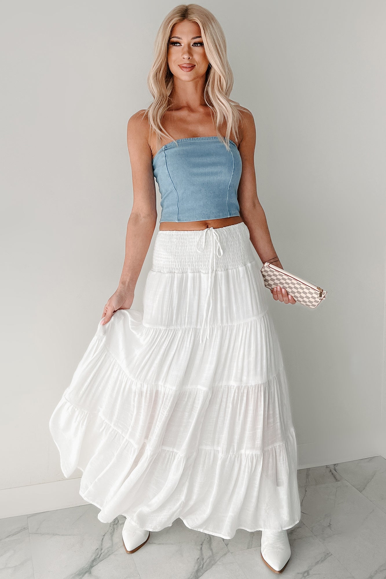 Obsessed With You Strapless Denim Crop Top (Light) - NanaMacs