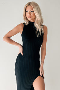 Made For You Mock Neck Sleeveless Maxi Dress (Black) - NanaMacs