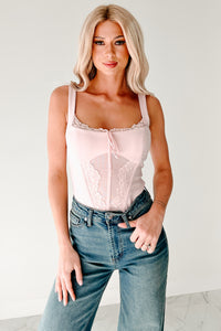 Totally Hooked Sleeveless Lace Bodysuit (Pale Rose) - NanaMacs