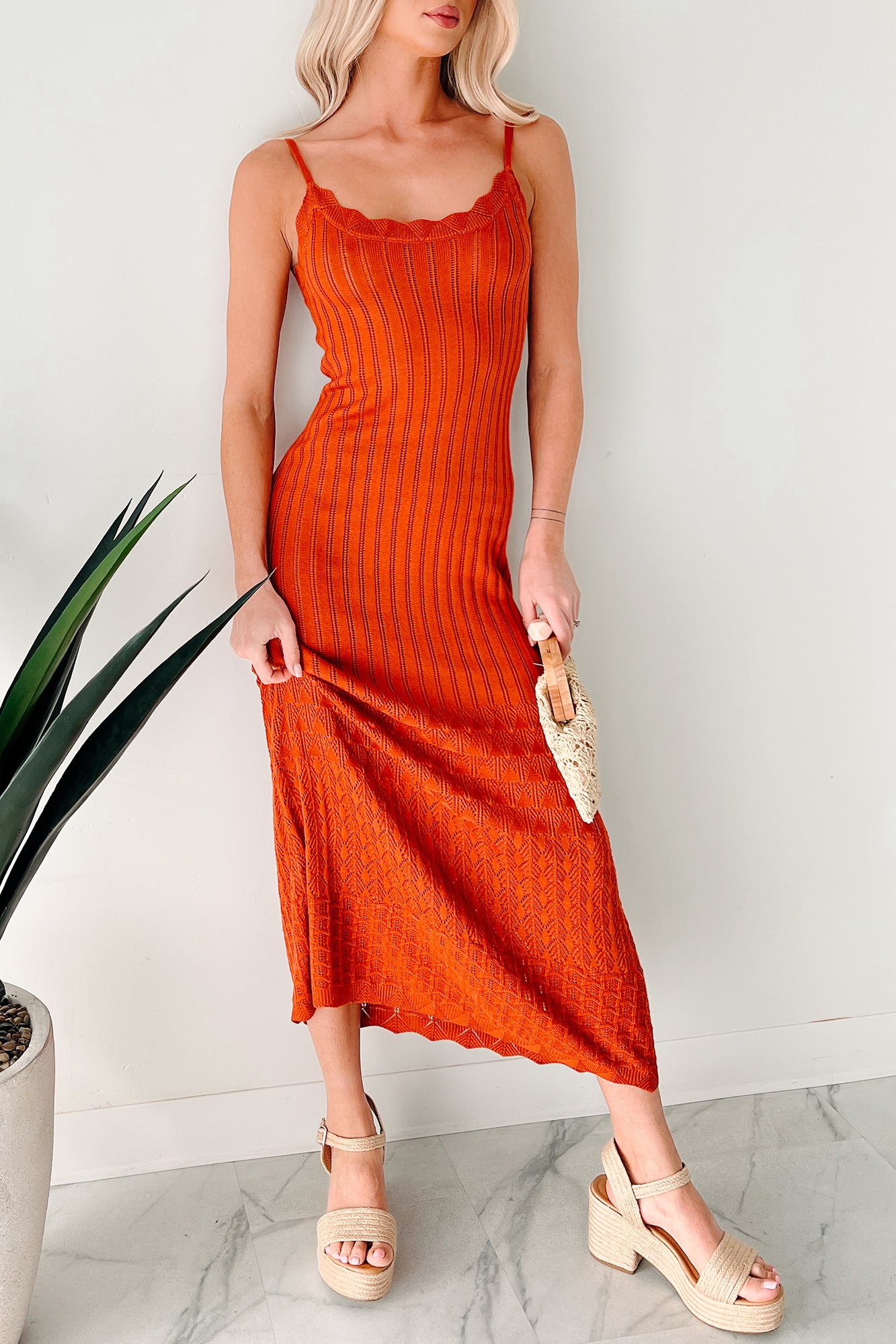 Flowy Dreams Sleeveless Crochet Maxi Dress (Burnt Orange) - NanaMacs