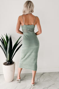 Soft & Timeless Crochet Knit Midi Dress (Green) - NanaMacs