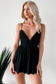 Date Night Glam Sleeveless Lace Romper (Black)