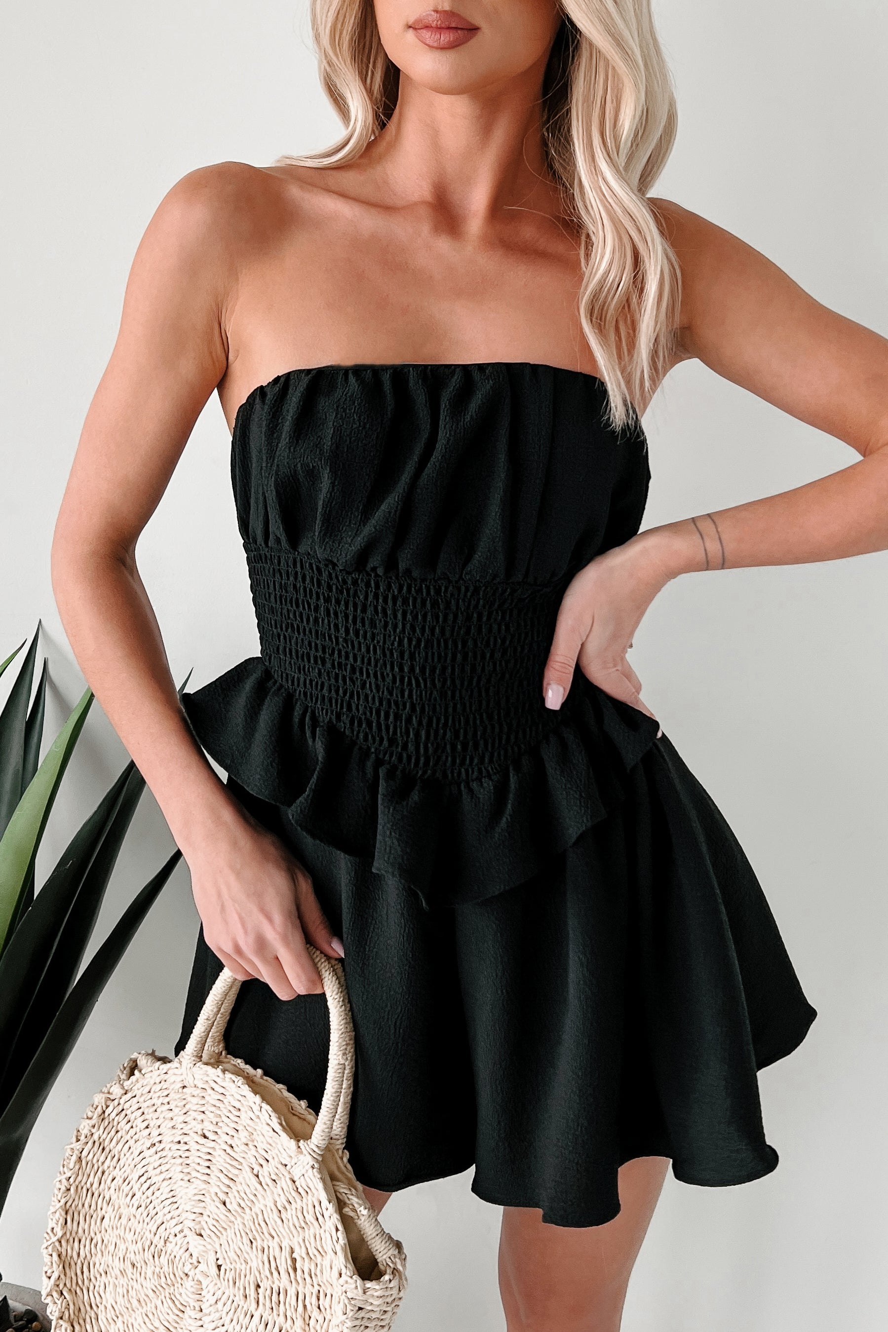 Dreams In The Garden Strapless Romper (Black) · NanaMacs