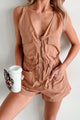 Effortlessly Alluring Sleeveless Zip-Up Romper (Taupe)