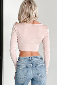 Enchanted Illusion Cut Out Long Sleeve Top (Misty Rose) - NanaMacs