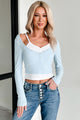 Calm And Cozy Faux Tank Henley Top (Ballad Blue/White)