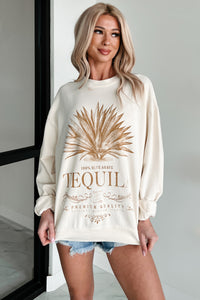 "Tequila" Graphic Print Sweatshirt (Cream) - NanaMacs