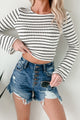 Timeless Charm Striped Long Sleeve Top (Cream/Black)