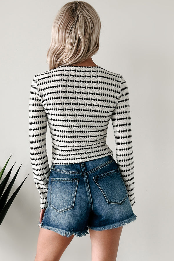 Timeless Charm Striped Long Sleeve Top (Cream/Black)