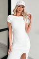 Reminders Of You Open Back Textured Midi Dress (Ivory) - NanaMacs