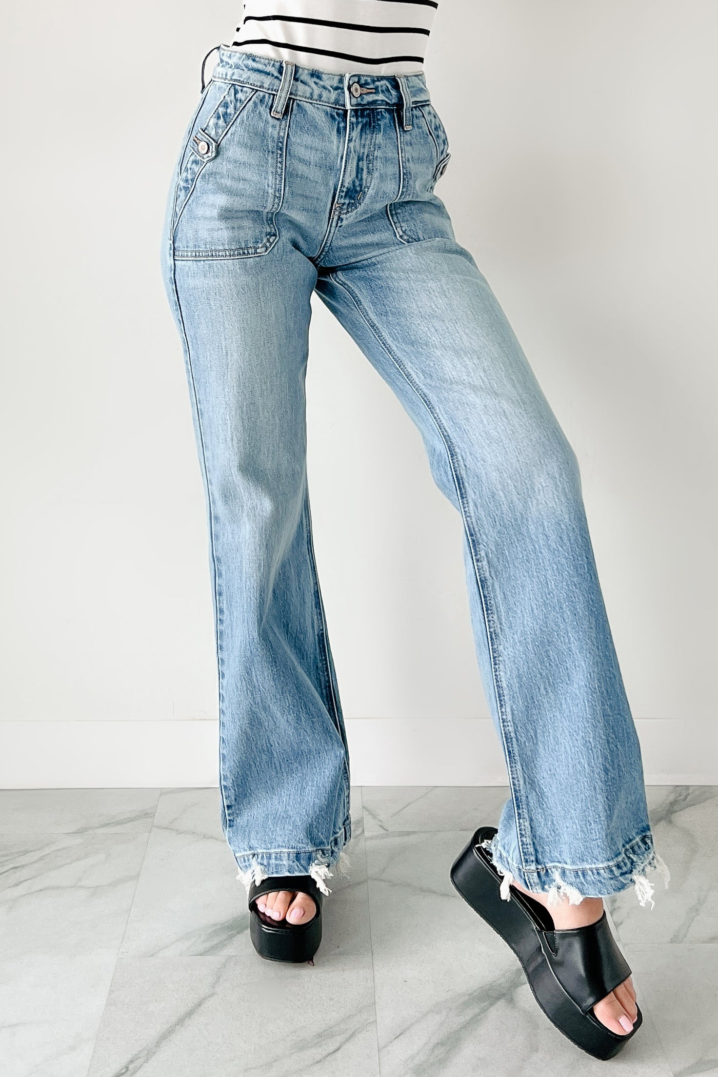 Fitzgerald High Rise Wide Flare Kancan Jeans (Medium) - NanaMacs