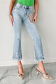 Chapman Tummy Control High Rise Frayed Flare Risen Jeans (Light) - NanaMacs