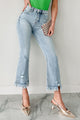 Chapman Tummy Control High Rise Frayed Flare Risen Jeans (Light) - NanaMacs