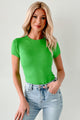 Charm Of Simplicity Short Sleeve Bodysuit (Green) - NanaMacs