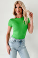 Charm Of Simplicity Short Sleeve Bodysuit (Green) - NanaMacs