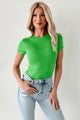 Charm Of Simplicity Short Sleeve Bodysuit (Green) - NanaMacs