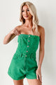 More Than Eye Candy Strapless Denim Romper (Green) - NanaMacs