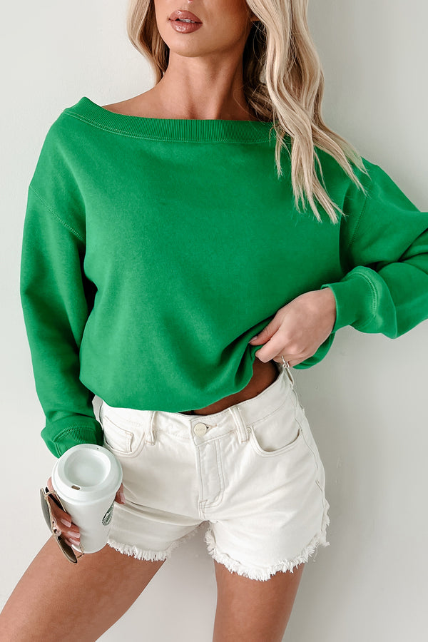 Breezy Bubble One Shoulder Sweatshirt (Kelly Green) - NanaMacs