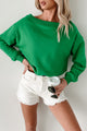 Breezy Bubble One Shoulder Sweatshirt (Kelly Green) - NanaMacs