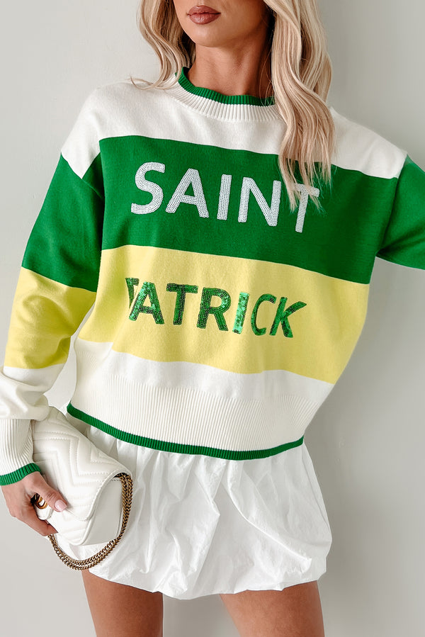 "Saint Patrick" Colorblock Sweater (Green) - NanaMacs