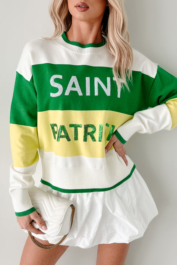 "Saint Patrick" Colorblock Sweater (Green) - NanaMacs