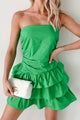 Bat Your Lashes Tiered Strapless Mini Dress (Green) - NanaMacs