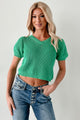 Comfort Meets Couture Puff Sleeve Sweater Top (Green) - NanaMacs