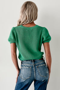 Comfort Meets Couture Puff Sleeve Sweater Top (Green) - NanaMacs