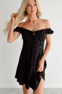 Picked For You Floral Mini Dress (Black/Red)