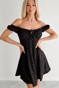 Picked For You Floral Mini Dress (Black/Red)