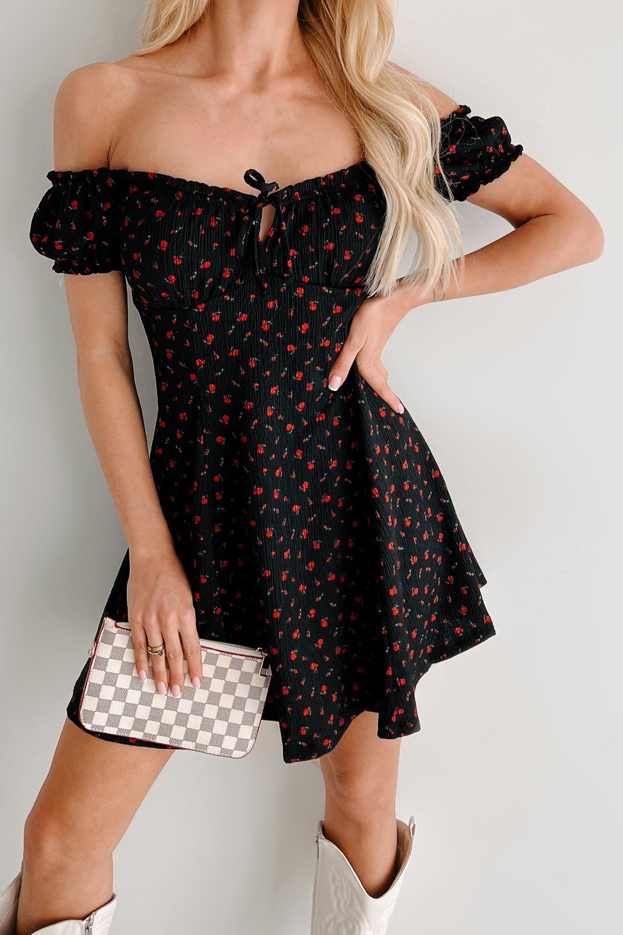 Picked For You Floral Mini Dress (Black/Red)