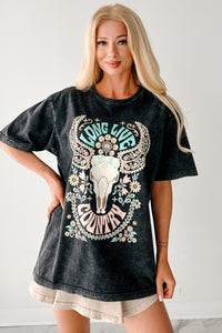 "Long Live Country" Mineral Wash Graphic Tee (Black) - NanaMacs