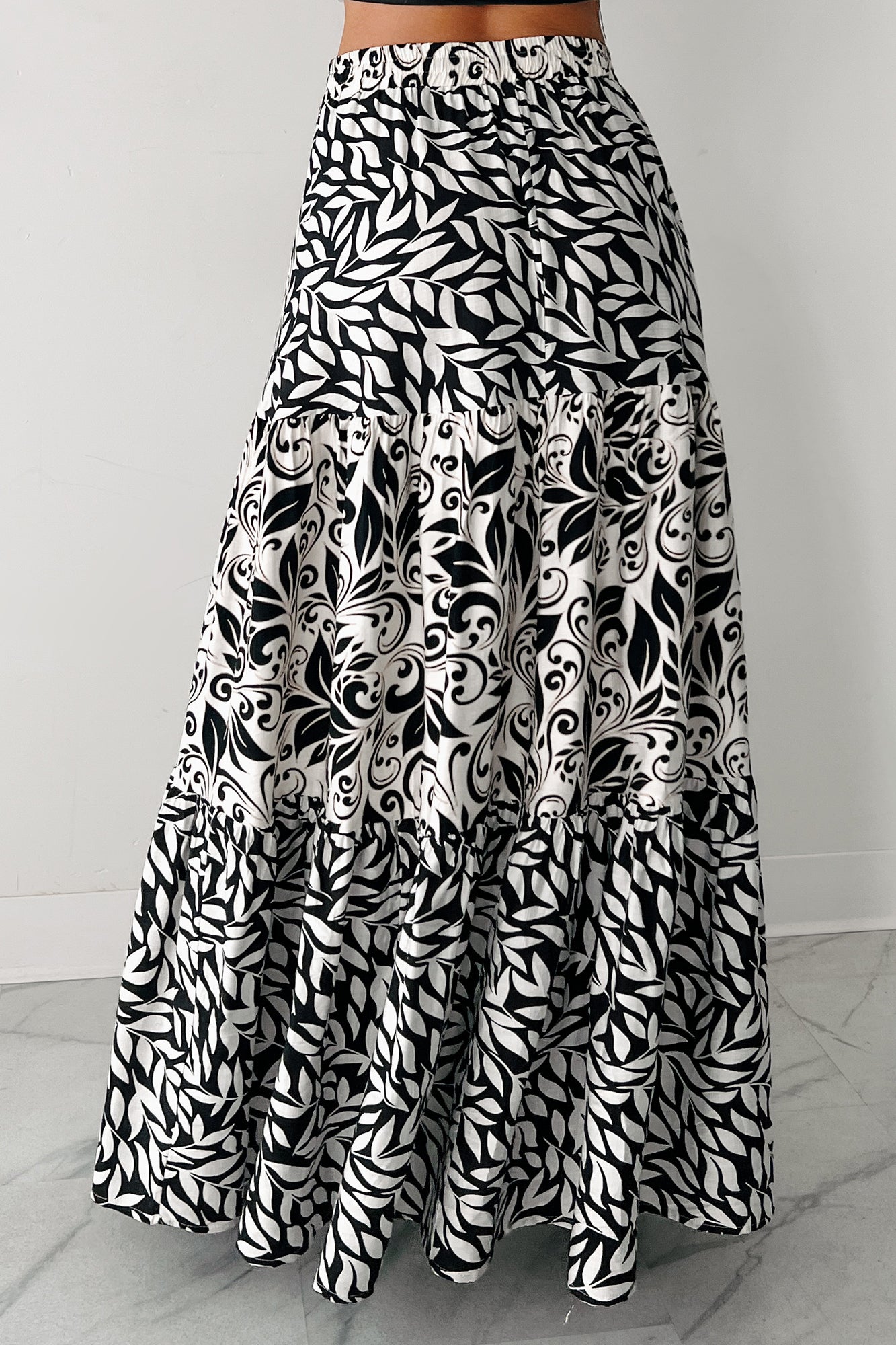 Never Letting Go Mix Print Maxi Skirt (Black) - NanaMacs