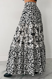 Never Letting Go Mix Print Maxi Skirt (Black) - NanaMacs