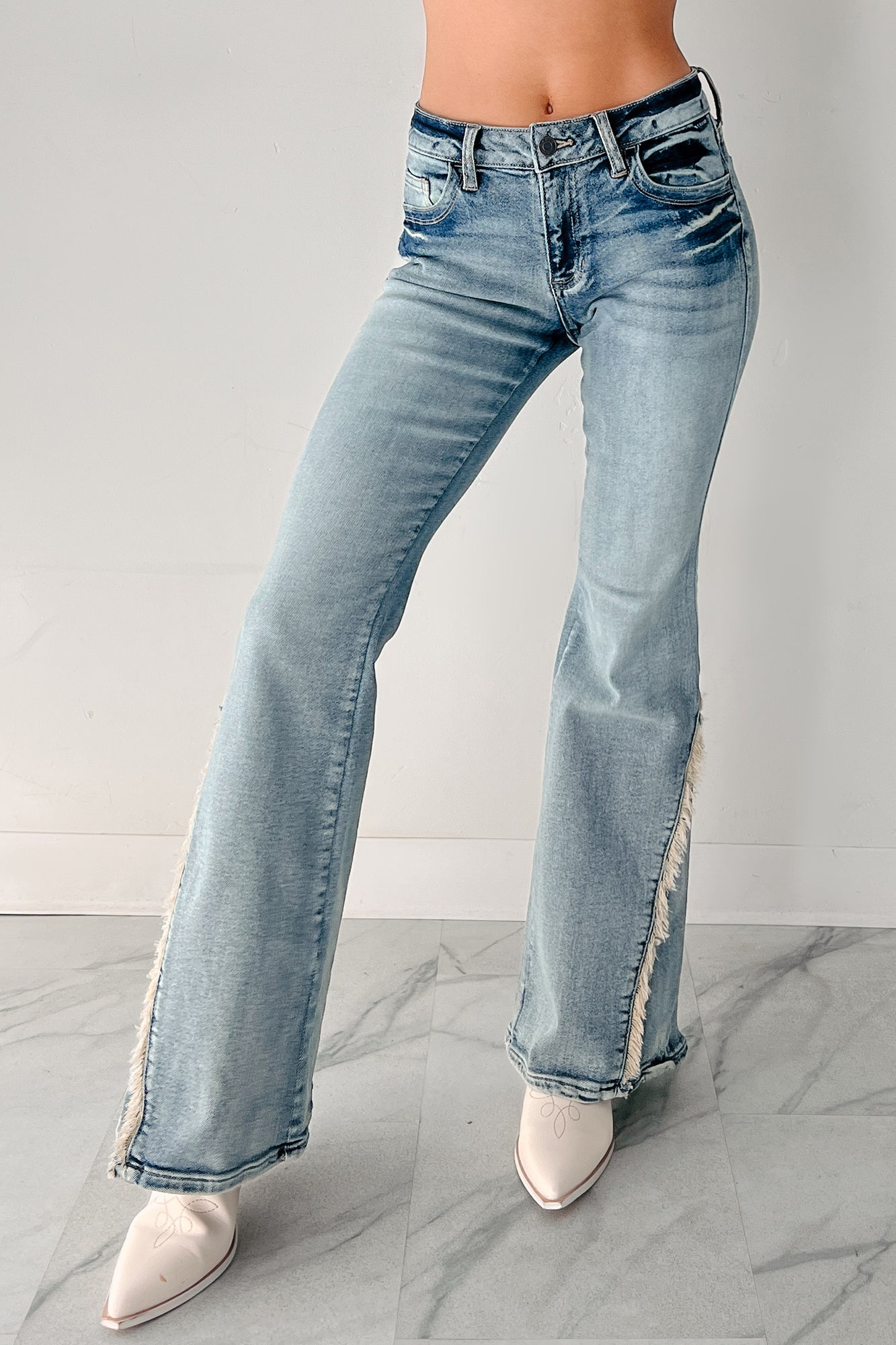 Estella Mid Rise Cello Flare Jeans (Tinted Light) - NanaMacs