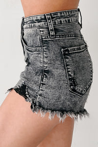 Luis High Rise Distressed Kancan Denim Shorts (Gray) - NanaMacs