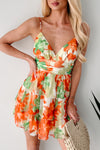 Travel & Explore Floral Ruffle Mini Dress (Orange) - NanaMacs