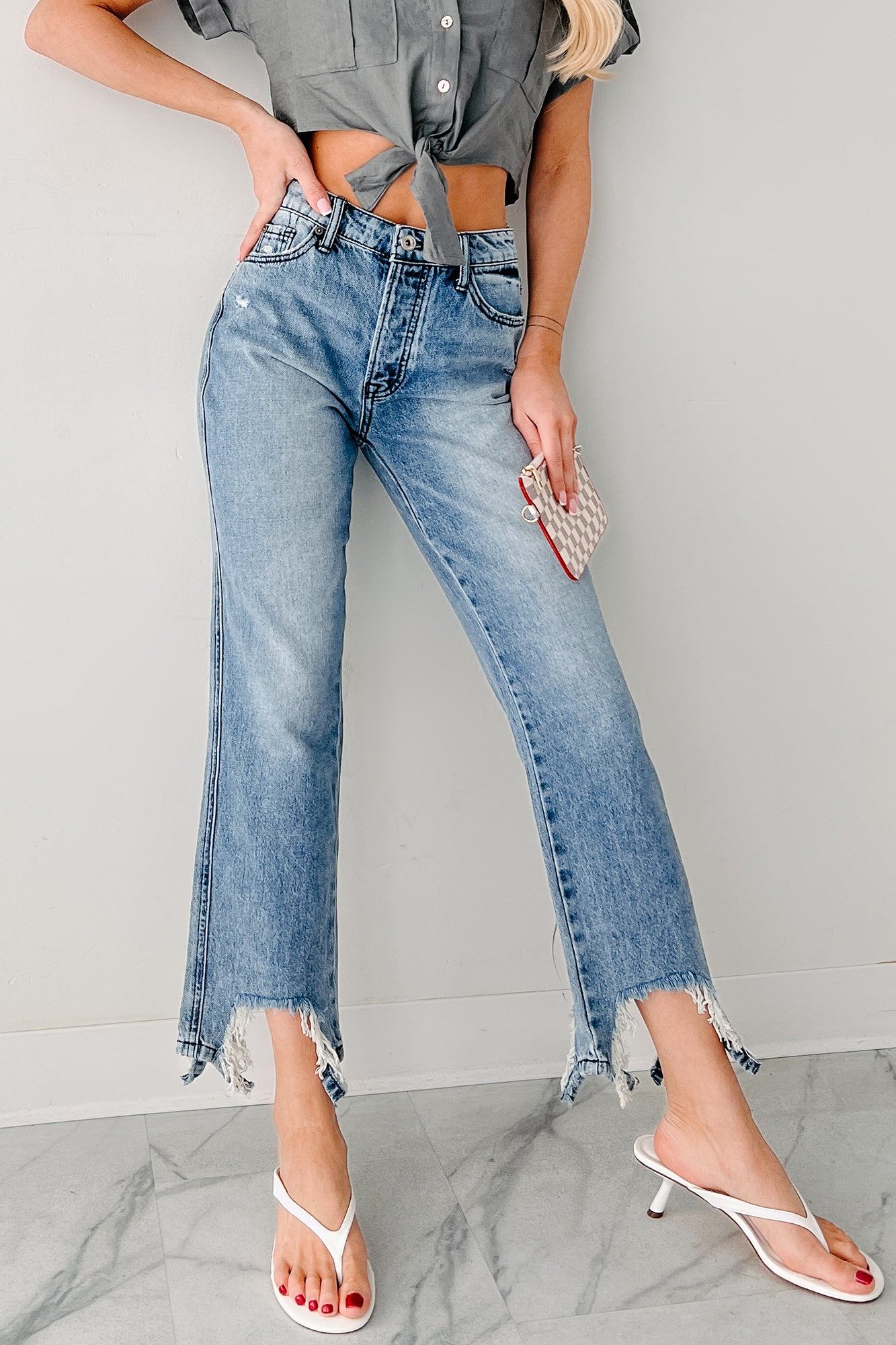 Rosanna Special A Distressed Hem Dad Jeans (Medium Light) · NanaMacs