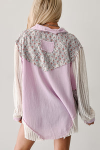 Scent Of Spring POL Crochet Lace Patchwork Shacket (Lavender) - NanaMacs