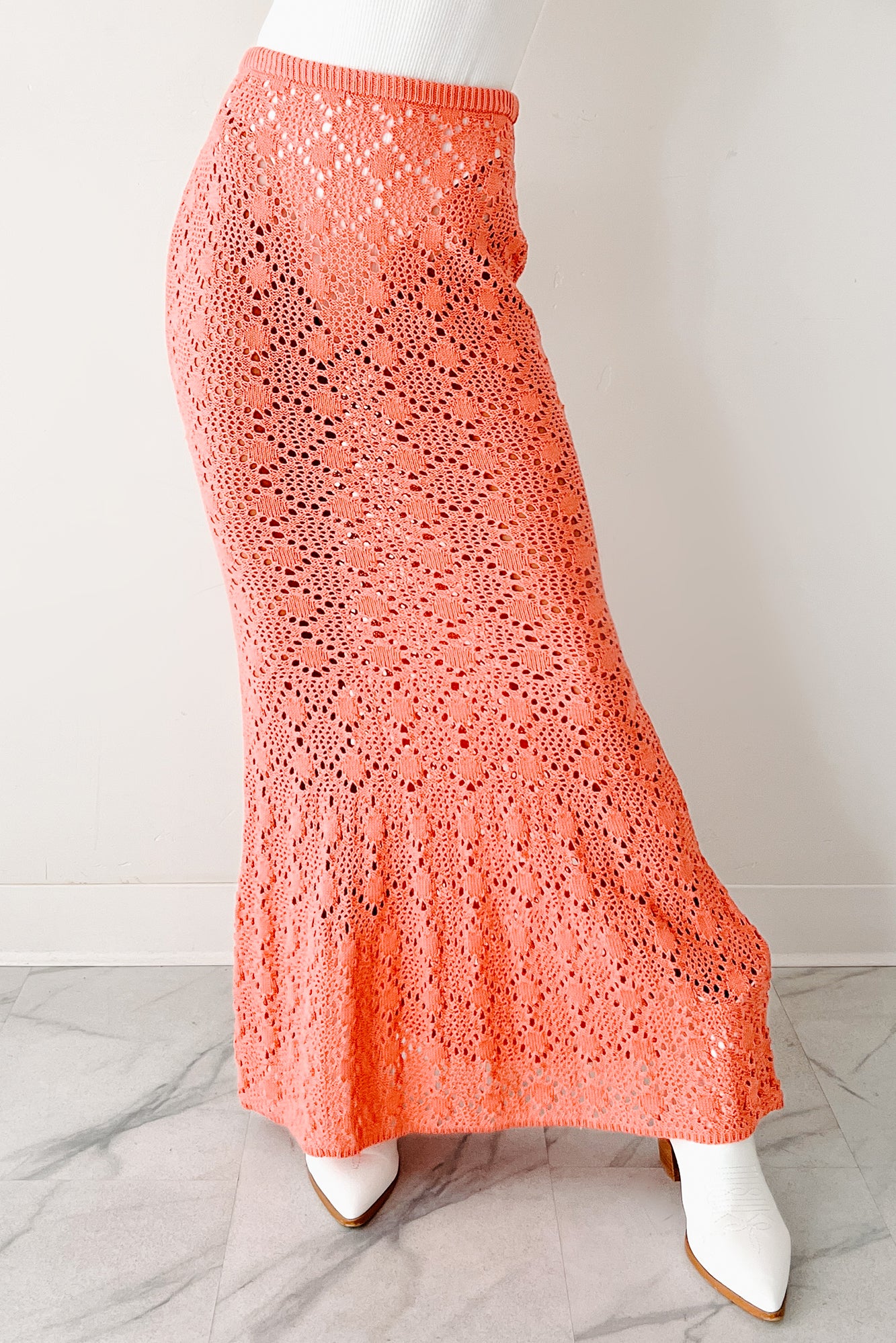 Tropical Trails Crochet Maxi Skirt (Coral) · NanaMacs