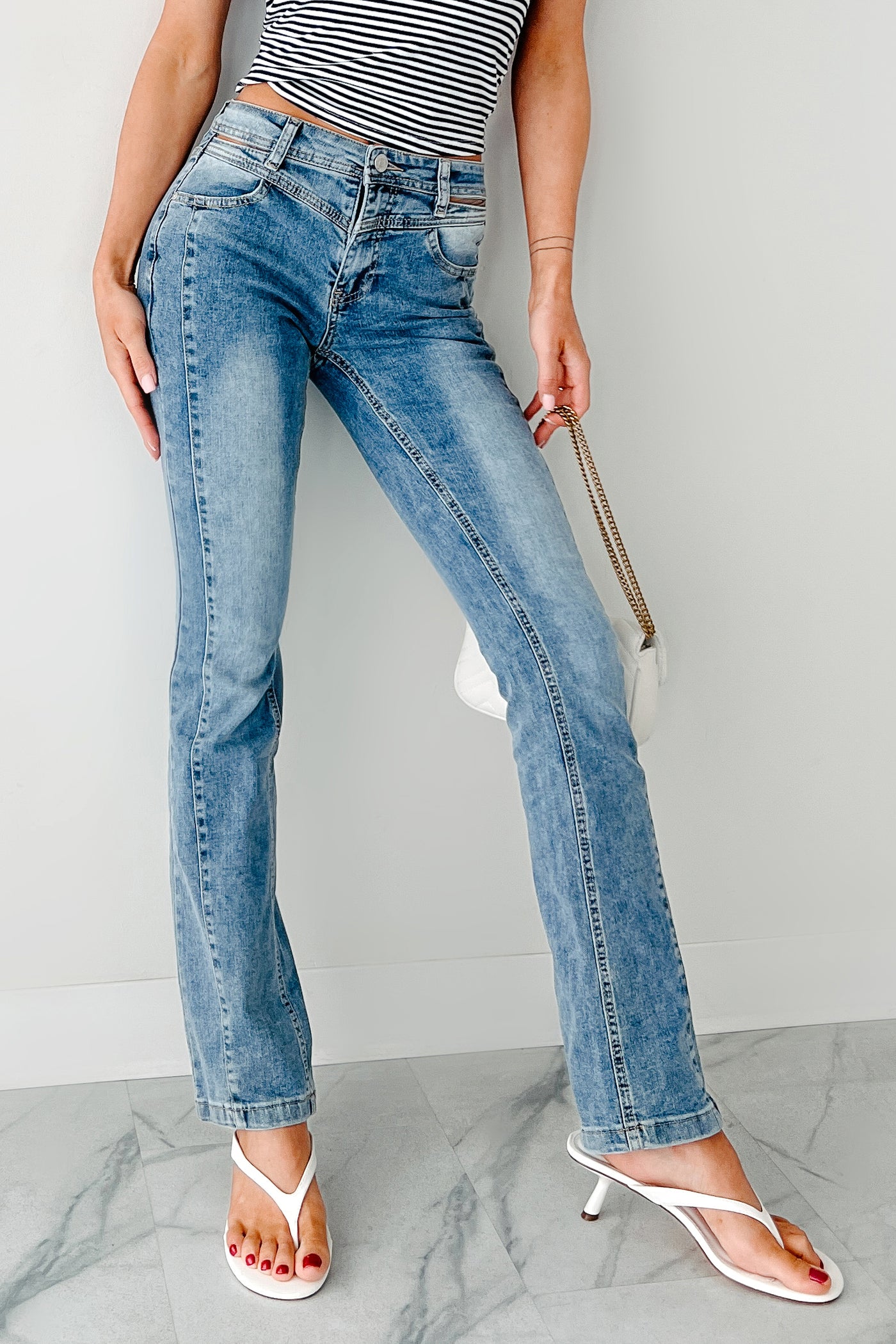 Crawford Almost Famous Cut-Out Waist Bootcut Jeans (Medium) · NanaMacs