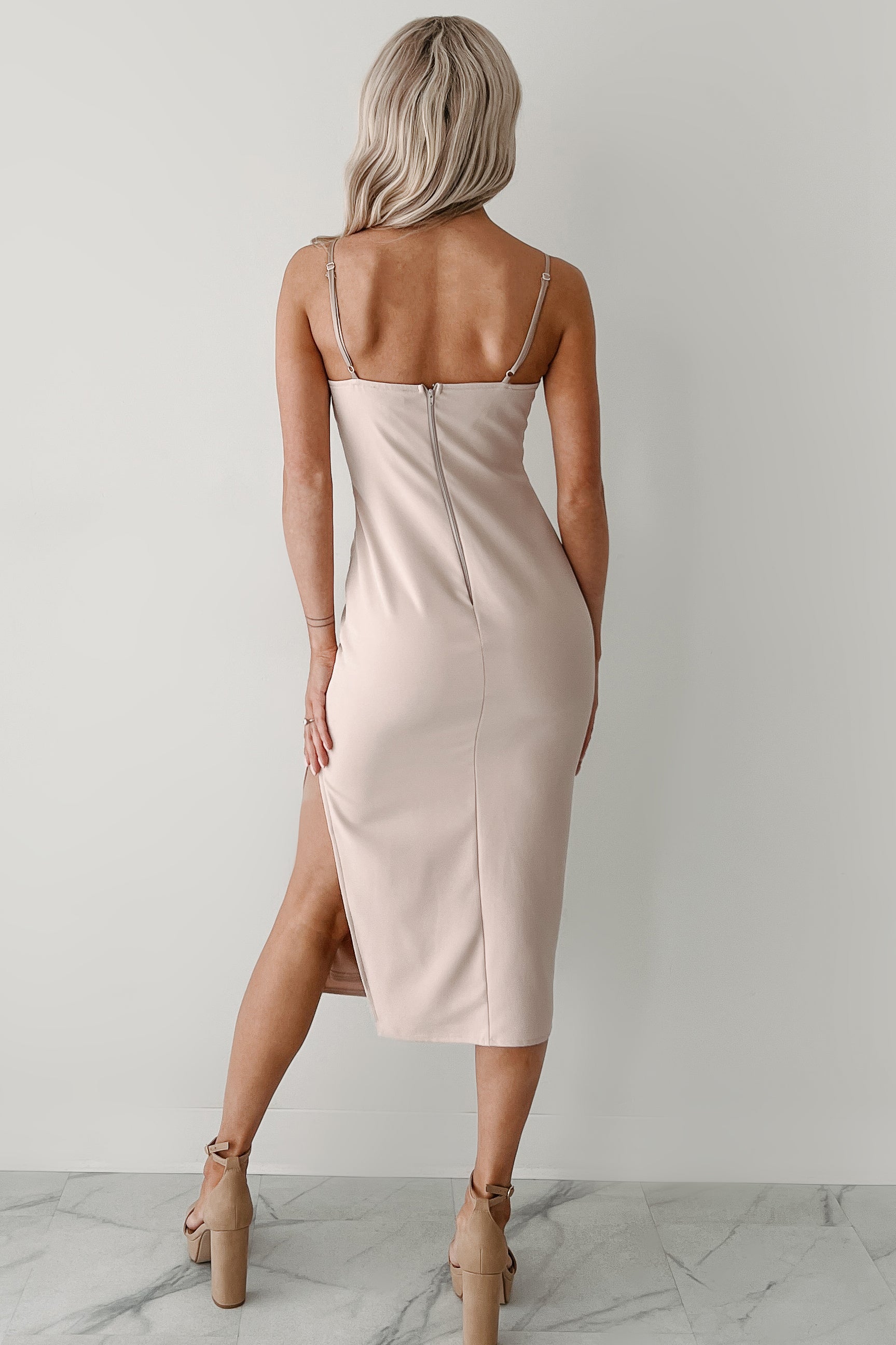 Truly Amazing Sweetheart Midi Dress (Pale Rose) - NanaMacs